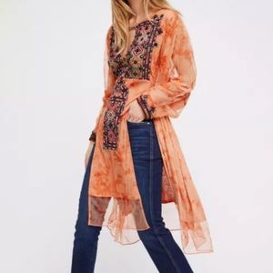 Free People Market Place Embroidery Maxi Top Tunic